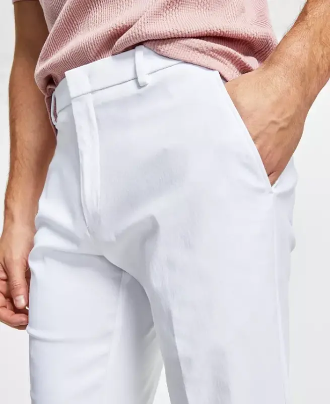 Men's Modern-Fit TH Flex Stretch Solid Performance Pants-White - 4