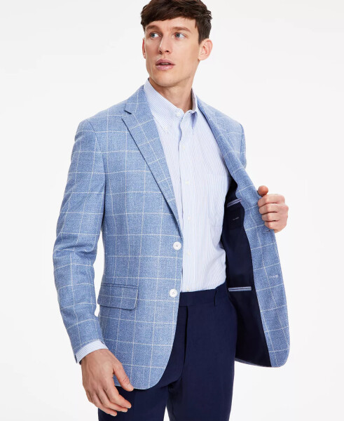 Men's Modern-Fit Windowpane Sport Coat Blue/white - 7