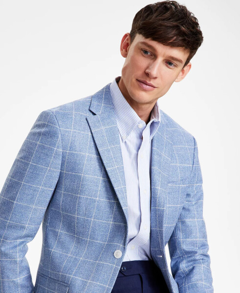 Men's Modern-Fit Windowpane Sport Coat Blue/white - 8