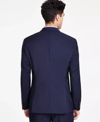Men's Modern Fit Wool Suit Jacket - Dark Blue - HUGO BOSS (1)