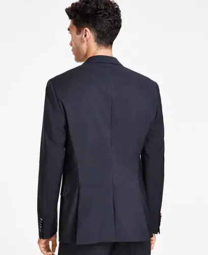 Men's Modern Fit Wool Suit Jacket-Dark Grey - 2