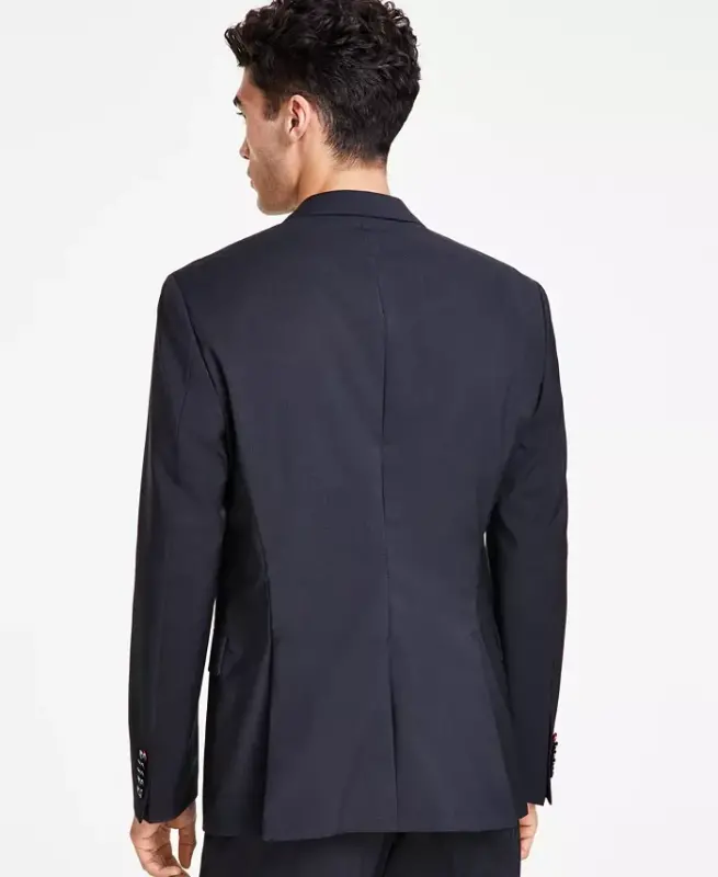 Men's Modern Fit Wool Suit Jacket-Dark Grey - 2