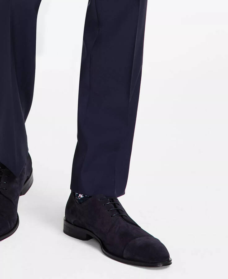 Men's Modern-Fit Wool Suit Pants Dark Blue - 14