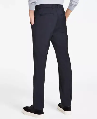 Men's Modern-Fit Wool Suit Pants - Dark Grey - 3