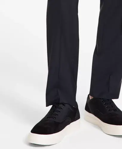 Men's Modern-Fit Wool Suit Pants - Dark Grey - 7