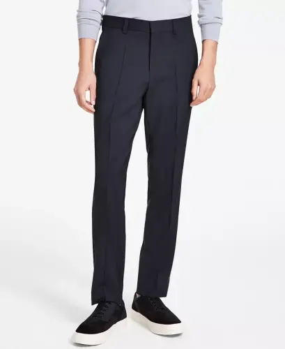 Men's Modern-Fit Wool Suit Pants - Dark Grey - HUGO BOSS (1)