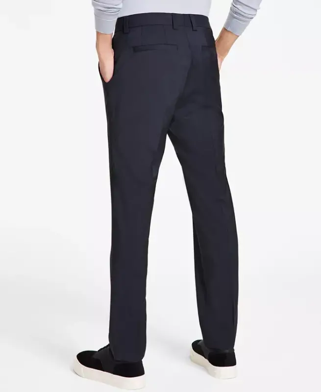 Men's Modern-Fit Wool Suit Pants - Dark Grey - 3