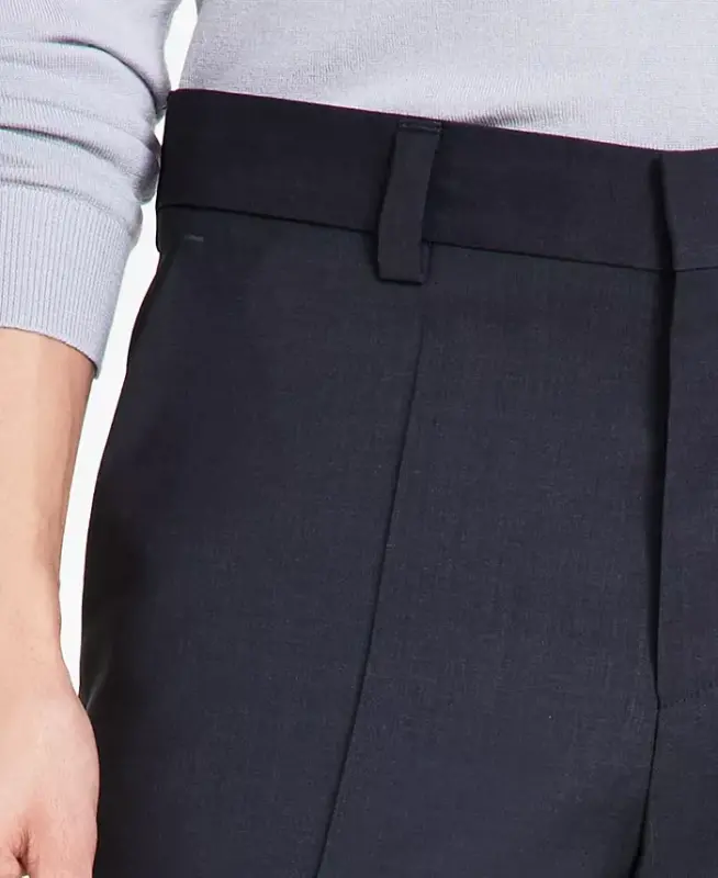 Men's Modern-Fit Wool Suit Pants - Dark Grey - 5