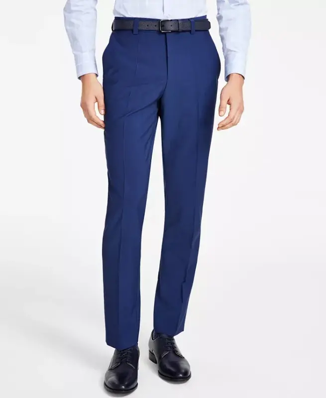 Men's Modern-Fit Wool Suit Pants - Navy - 2