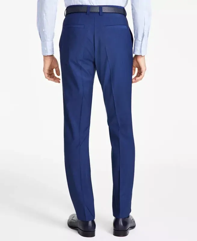 Men's Modern-Fit Wool Suit Pants - Navy - 3