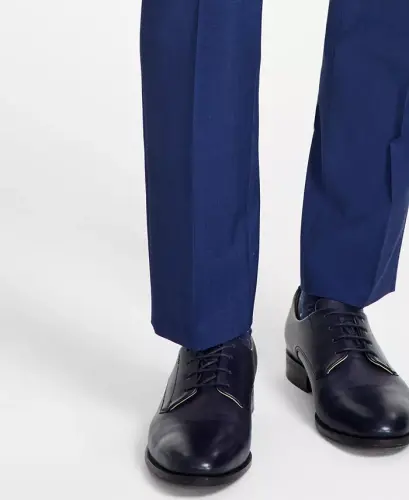 Men's Modern-Fit Wool Suit Pants - Navy - 7