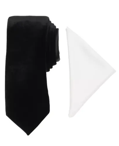 Men's Modern Textured Tie & Pocket Square Set, Created for Modazone - Black & White - 1
