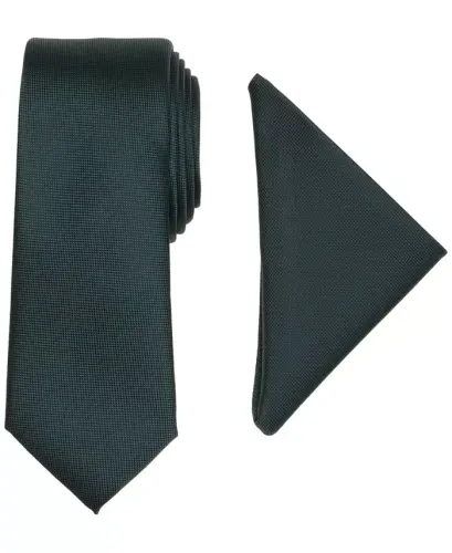 Men's Modern Textured Tie & Pocket Square Set, Created for Modazone - Emerald - ALFANI (1)
