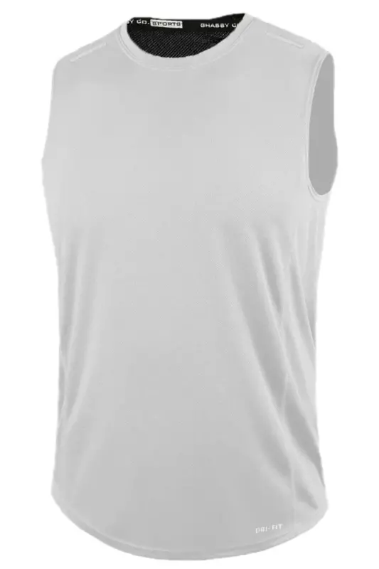 Men's Moisture Wicking Quick Dry Athletic Tech Performance Sleeveless T-shirt Gym 108-WHITE - 2