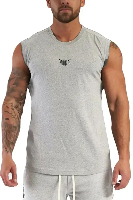 Men's Moisture Wicking Quick Dry Athletic Tech Performance Sleeveless T-shirt-LIGHT GRAY - 1