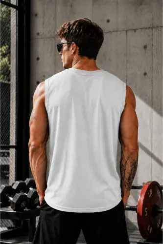 Men's Moisture Wicking Quick Dry Athletic Tech Performance Sleeveless T-shirt-LIGHT GRAY - GHASSY CO (1)