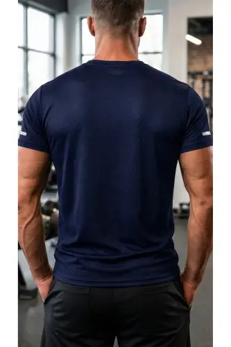 Men's Moisture Wicking Quick Dry Athletic Tech Performance Sports T-Shirt-NAVY - 3