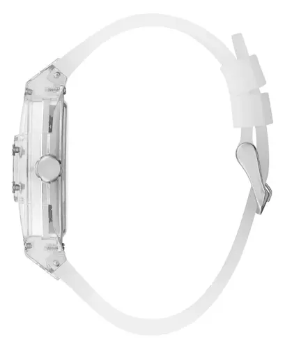 Men's Multi-Function Transparent and Silver-Tone Silicone Strap Watch 43mm-Clear - GUESS (1)