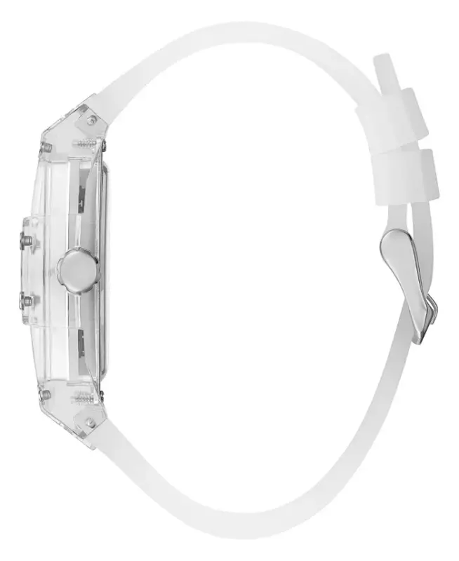 Men's Multi-Function Transparent and Silver-Tone Silicone Strap Watch 43mm-Clear - 2