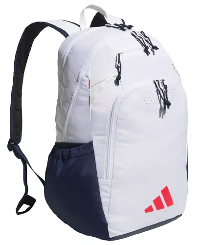 Men's Multiple Zippered Pockets Backpack Messenger - White/Night Indigo/Pure Ruby Red 