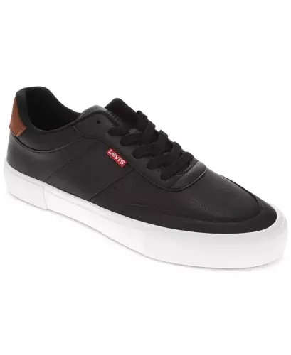 Men's Munro Faux-Leather Retro Low Top Sneakers - Black, Tan - 1
