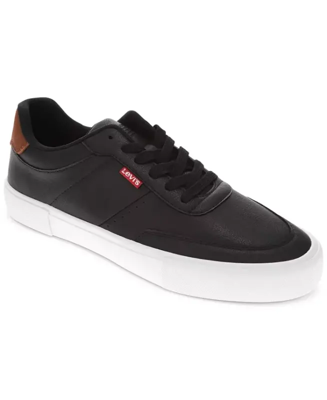 Men's Munro Faux-Leather Retro Low Top Sneakers - Black, Tan - 1
