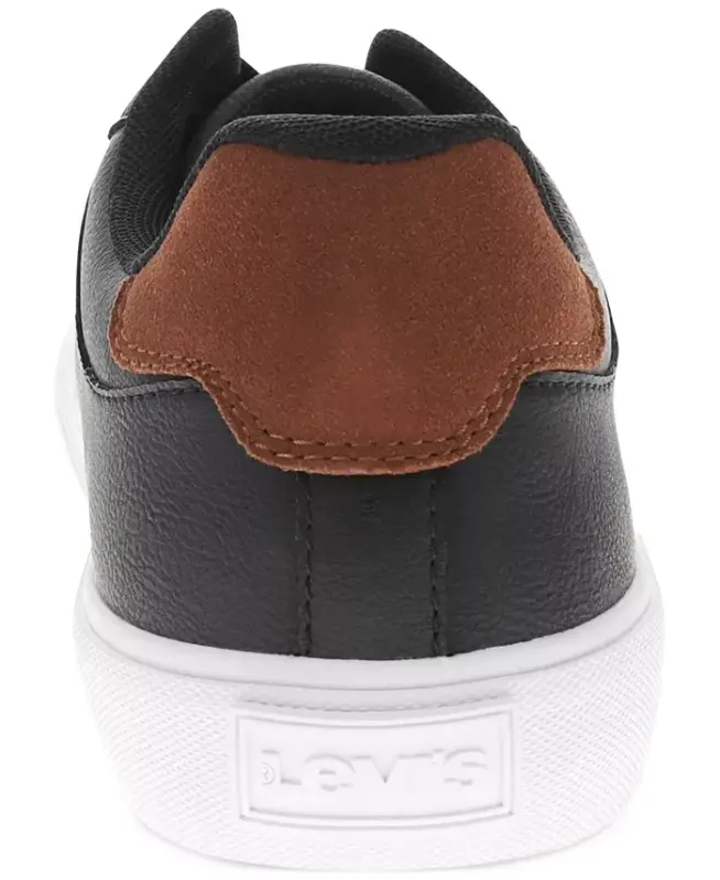 Men's Munro Faux-Leather Retro Low Top Sneakers - Black, Tan - 3