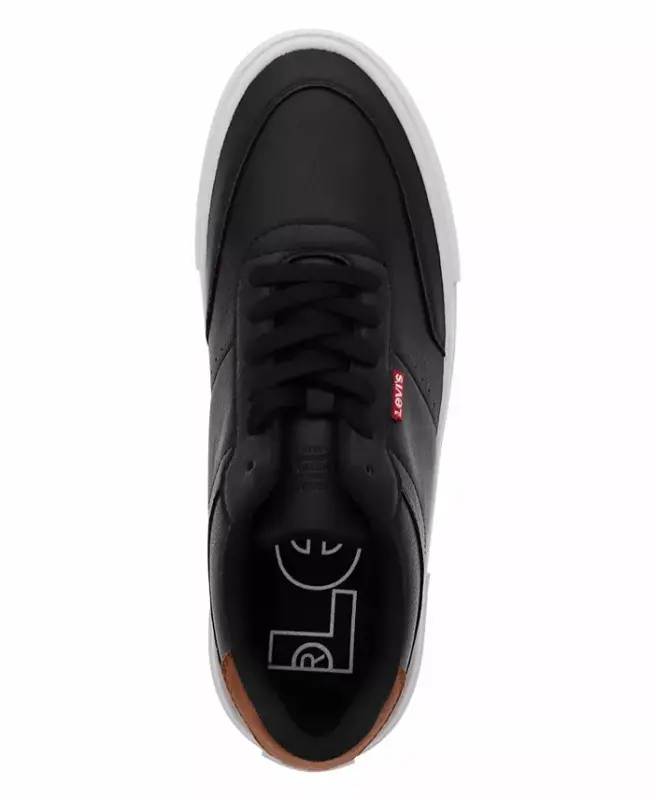 Men's Munro Faux-Leather Retro Low Top Sneakers - Black, Tan - 4