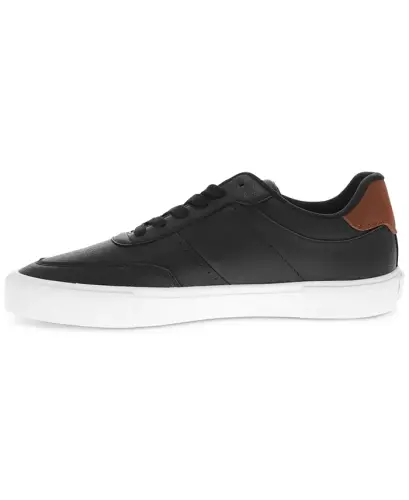 Men's Munro Faux-Leather Retro Low Top Sneakers - Black, Tan - 6