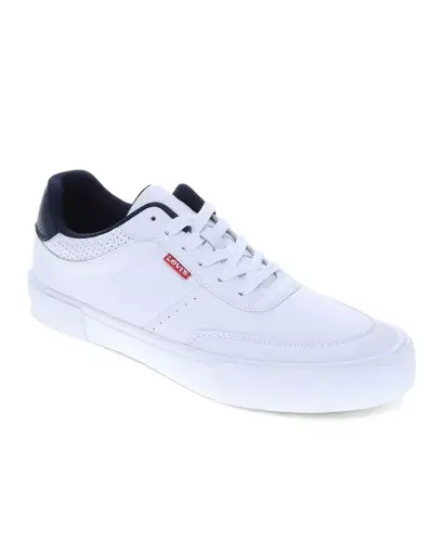 Men's Munro Faux-Leather Retro Low Top Sneakers-White, Navy 
