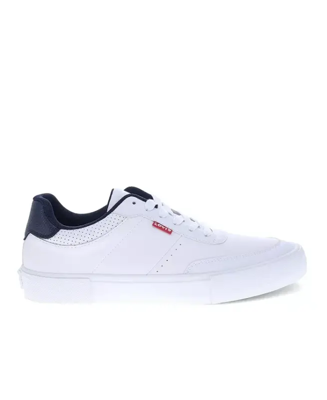 Men's Munro Faux-Leather Retro Low Top Sneakers-White, Navy - 2