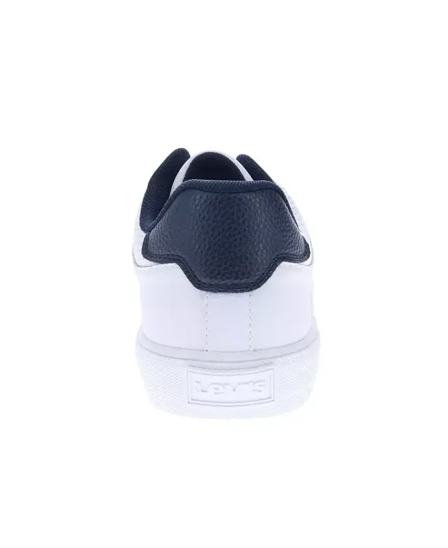 Men's Munro Faux-Leather Retro Low Top Sneakers-White, Navy - 3