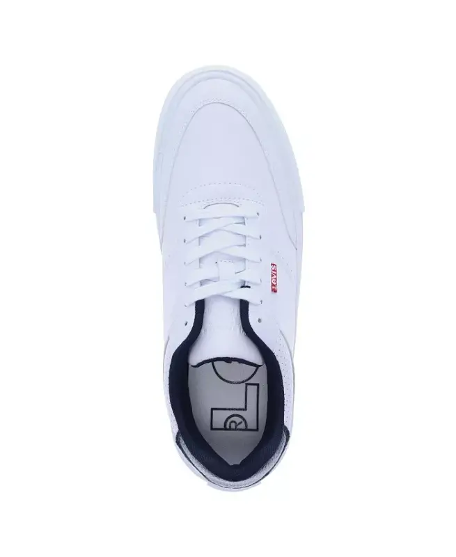 Men's Munro Faux-Leather Retro Low Top Sneakers-White, Navy - 4