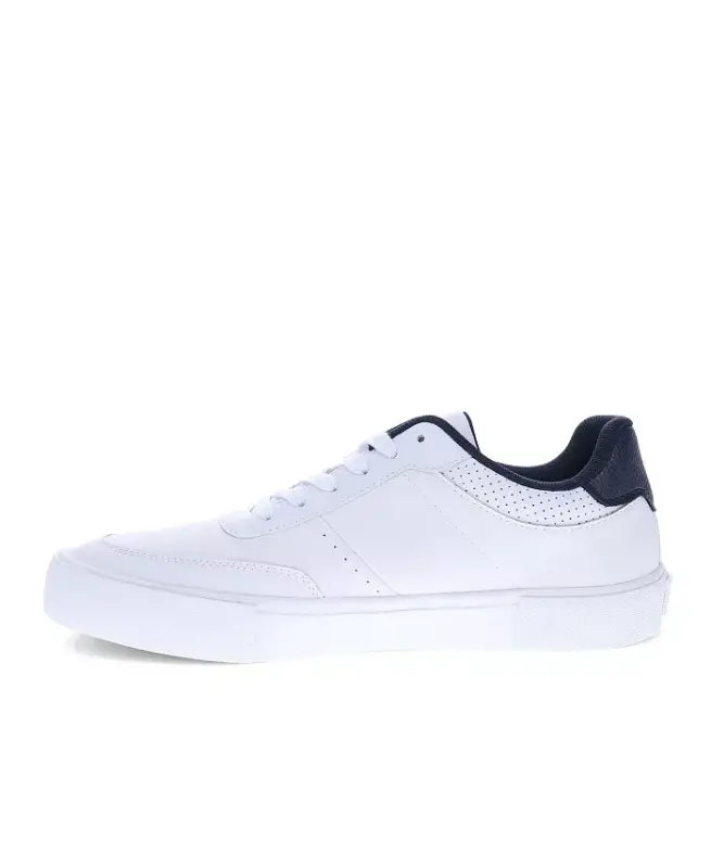 Men's Munro Faux-Leather Retro Low Top Sneakers-White, Navy - 6