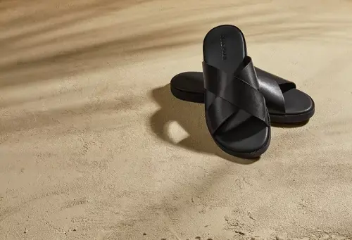 Men's Nantucket Cross Strap Slip-On Slide Sandals - Black/black - 1
