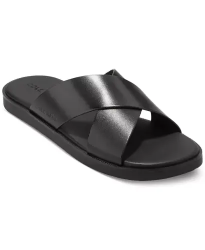 Men's Nantucket Cross Strap Slip-On Slide Sandals - Black/black - 6