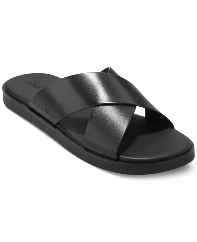 Men's Nantucket Cross Strap Slip-On Slide Sandals - Black/black - 6