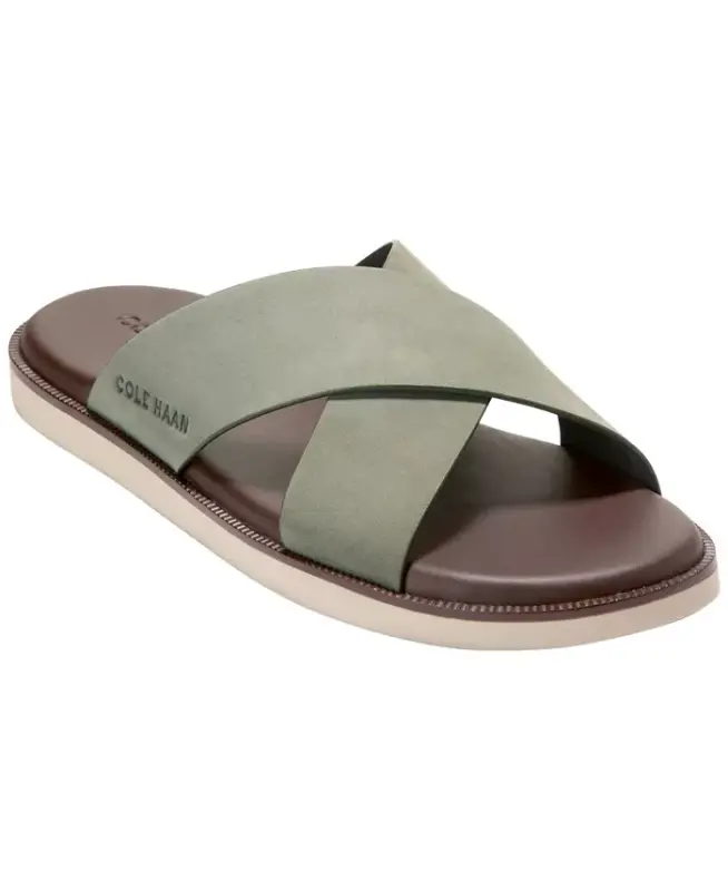 Men's Nantucket Cross Strap Slip-On Slide Sandals - Dusty Olive Nubuck - 1
