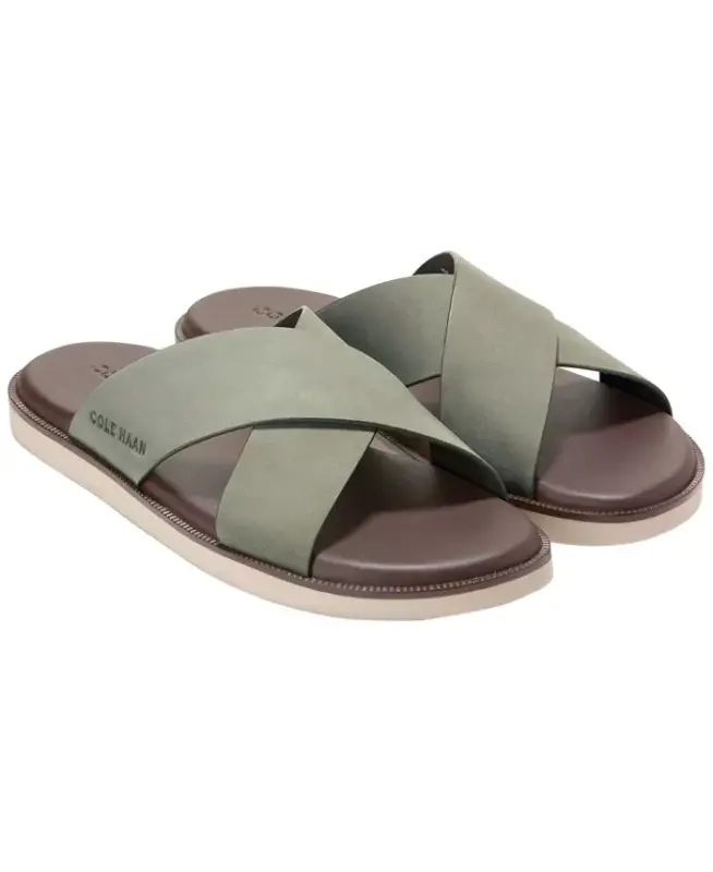 Men's Nantucket Cross Strap Slip-On Slide Sandals - Dusty Olive Nubuck - 6