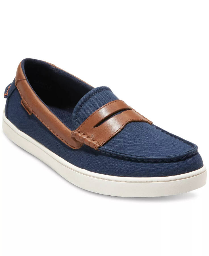 Men's Nantucket Slip-On Penny Loafers Navy Blazer Canvas/ch British Tan/ivory - 1