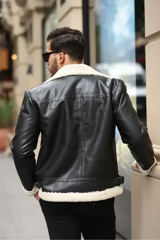 Men's Napa Leather Full Fur Lined Slim Fit Jacket & Coat-WHITE - 2