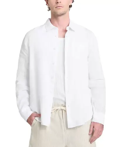 Men's Napa Relaxed-Fit Textured Button-Down Shirt - Pure White - 1