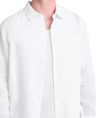 Men's Napa Relaxed-Fit Textured Button-Down Shirt - Pure White - GUESS (1)