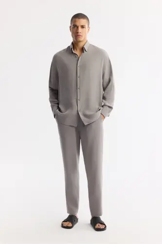Men's Nardo Grey Button-Down British Collar Modal Blend - 6