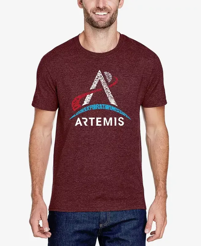 Men's NASA Artemis Logo Premium Blend Word Art T-shirt-Black - 4