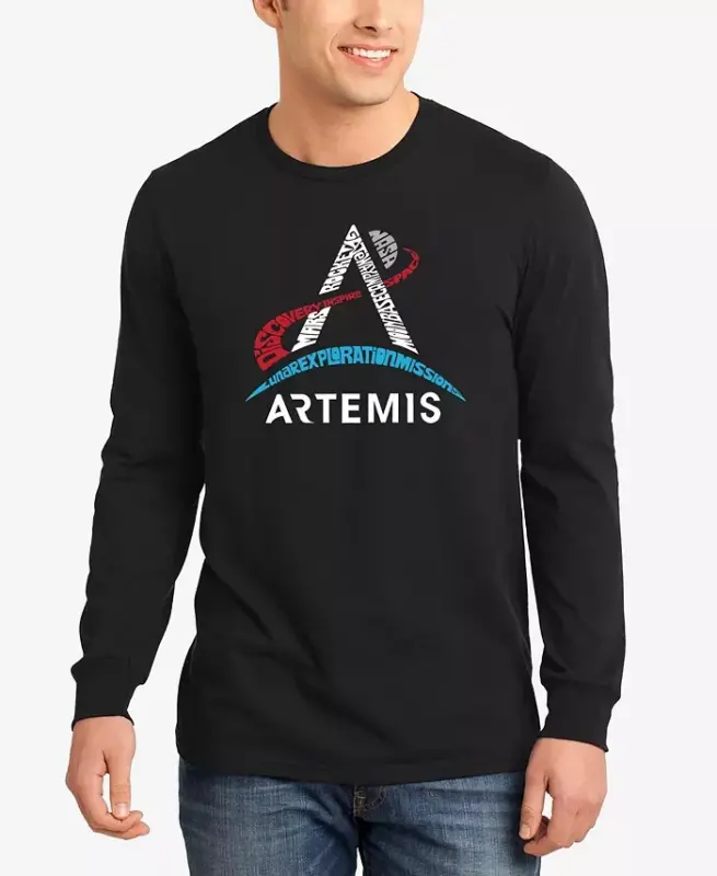 Men's NASA Artemis Logo Word Art Long Sleeve T-shirt - LA POP ART