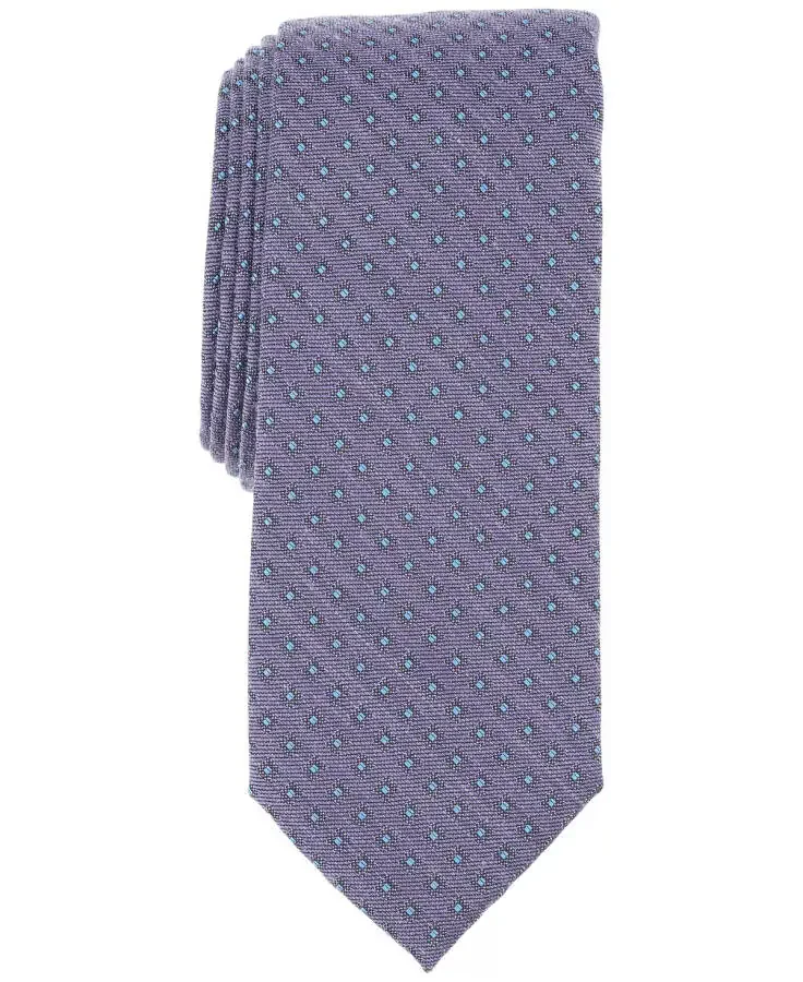Men's Natron Geo-Pattern Tie, Exclusively at Modazone-Purple - 1