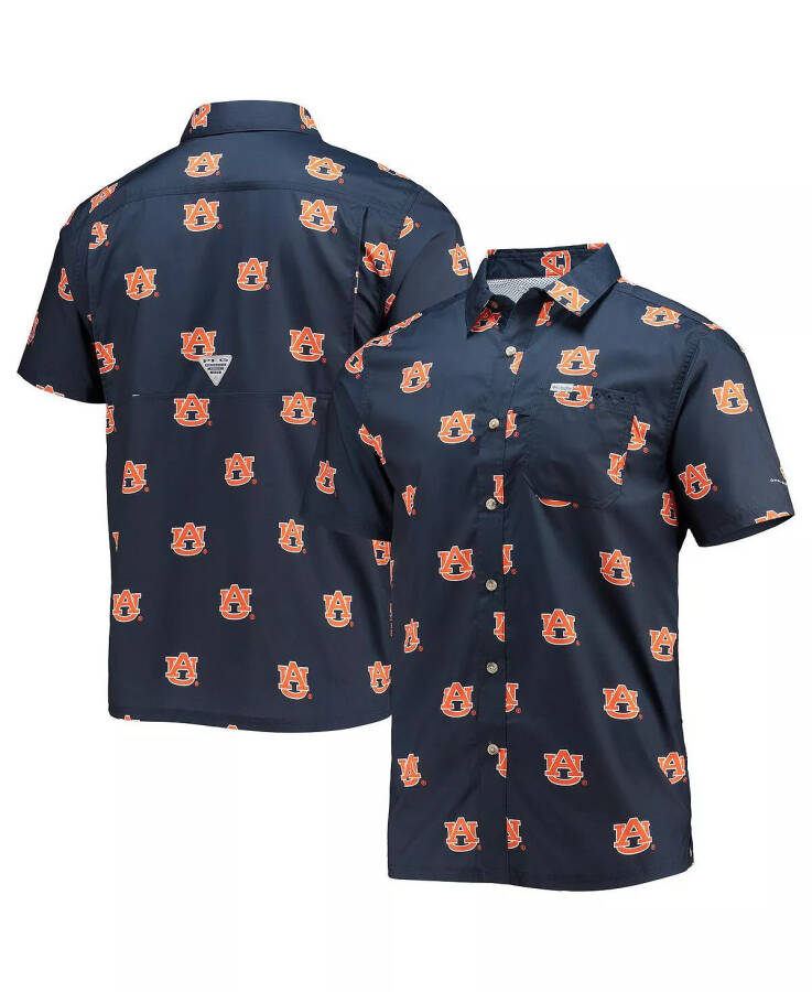 Men's Navy Auburn Tigers Super Slack Tide Omni-Shade Button-Up Shirt Navy - 1