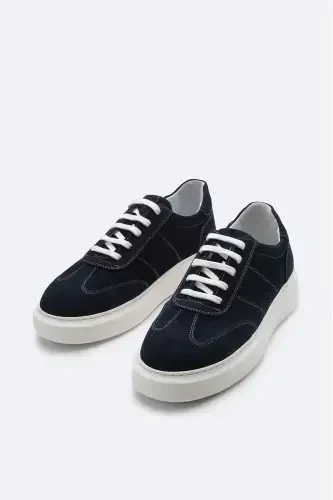 Men's Navy Blue 100% Suede Leather Flexible Sole Casual Shoes B008002 - AVVA (1)