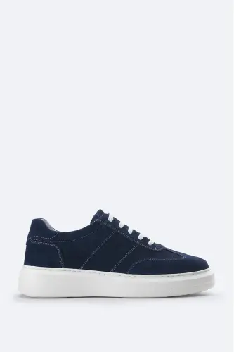 Men's Navy Blue 100% Suede Leather Flexible Sole Casual Shoes B008002 
